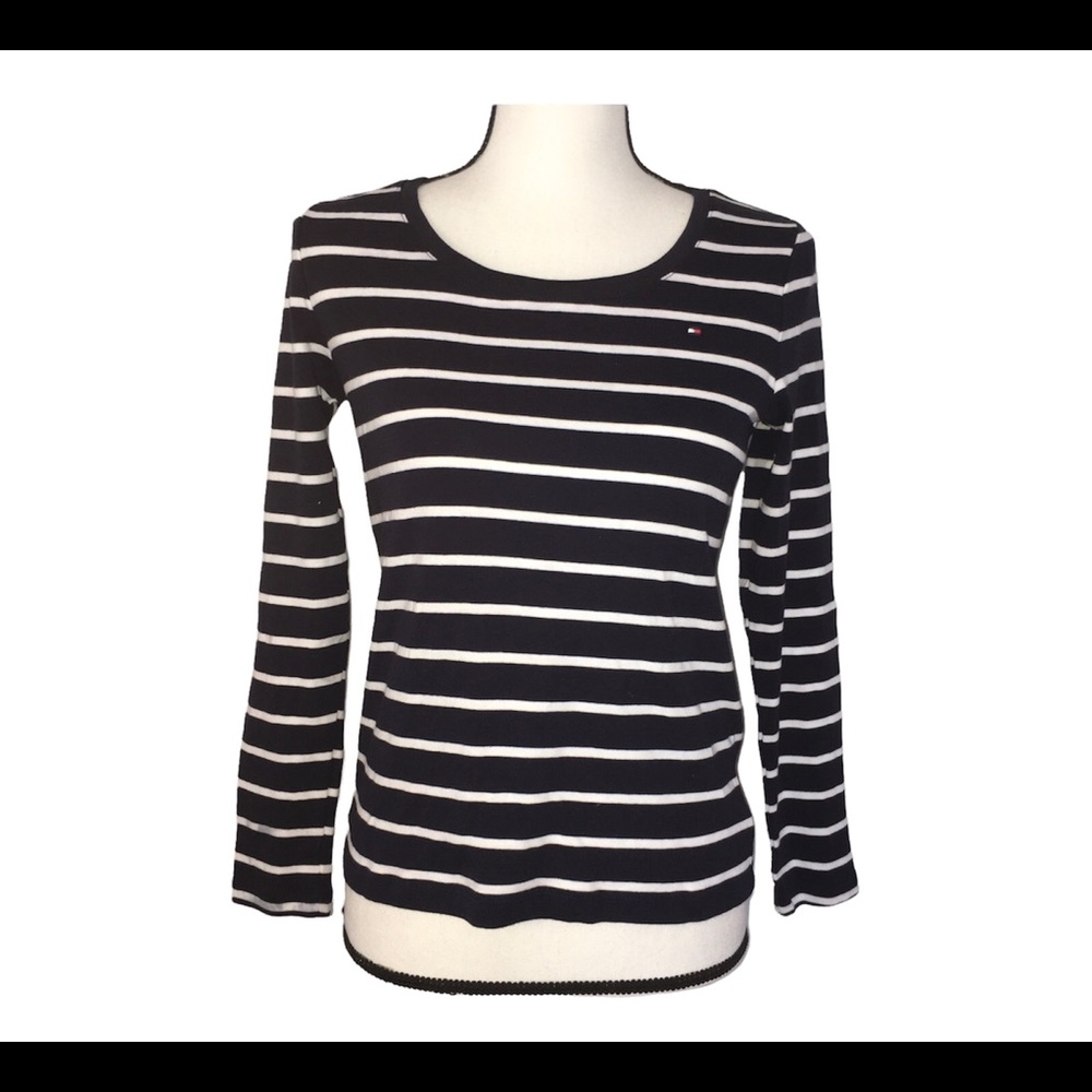 Tommy Hilfiger blouse / top/ shirt  size SP navy and white striped preowned